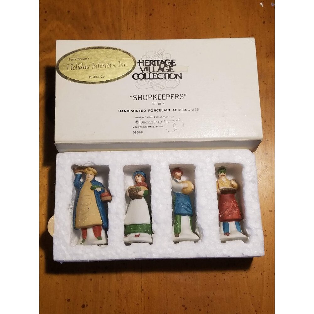 "Shopkeepers" set of 4 #5966-8 Heritage Village Collection -Retired-